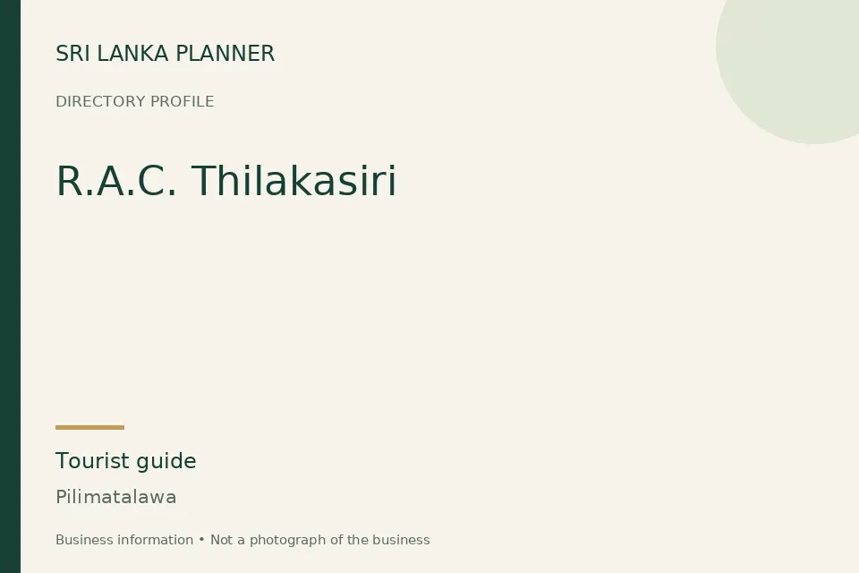 Directory cover for R.A.C. Thilakasiri in Pilimatalawa, Sri Lanka