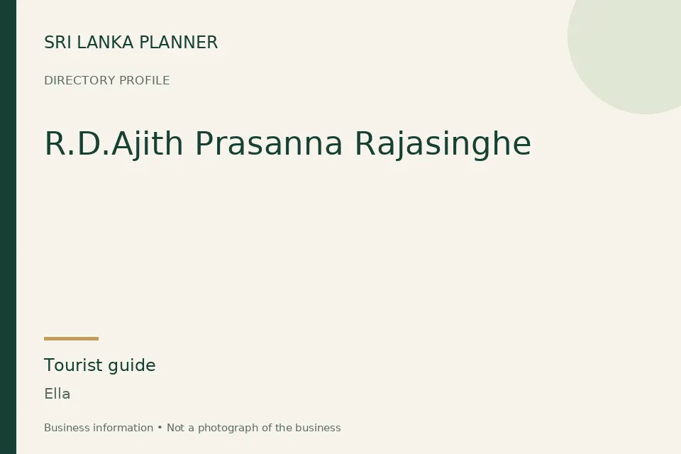 Directory cover for R.D.Ajith Prasanna Rajasinghe in Ella, Sri Lanka