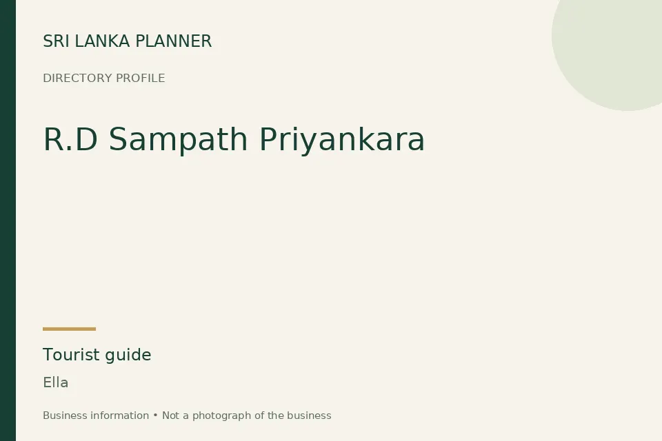 Directory cover for R.D Sampath Priyankara in Ella, Sri Lanka