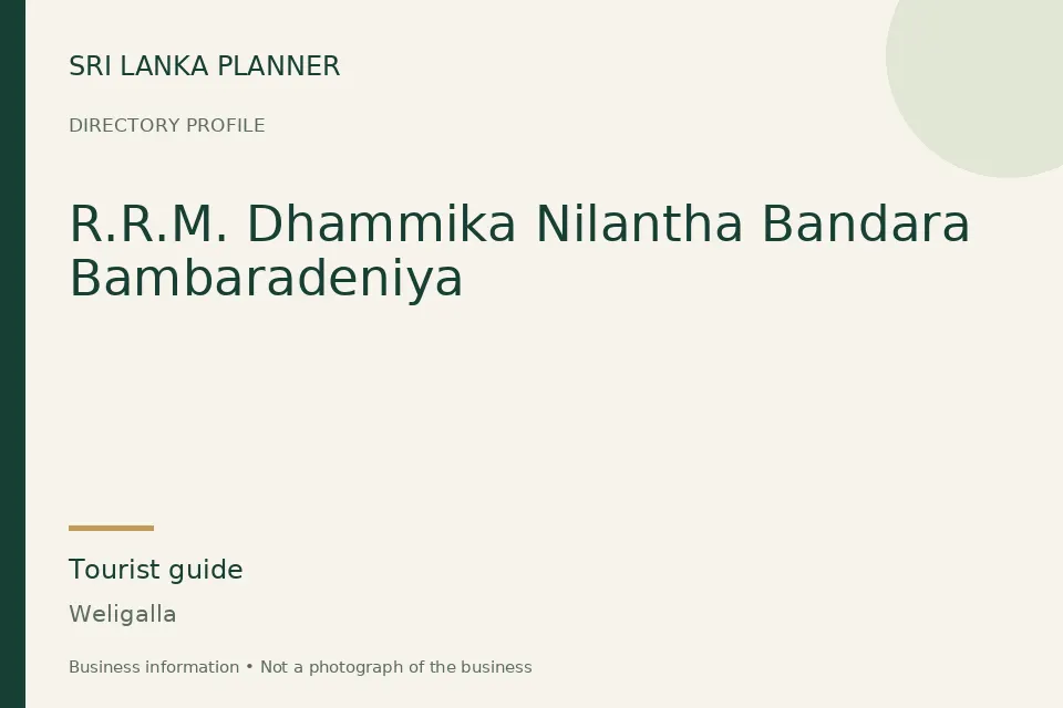 Directory cover for R.R.M. Dhammika Nilantha Bandara Bambaradeniya in Weligalla, Sri Lanka