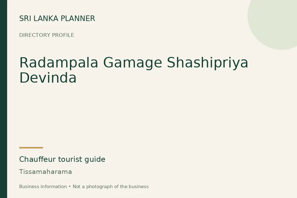 Directory cover for Radampala Gamage Shashipriya Devinda in Tissamaharama, Sri Lanka