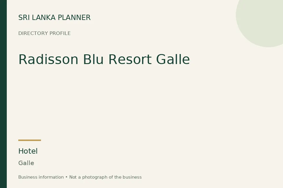 Directory cover for Radisson Blu Resort Galle in Galle, Sri Lanka