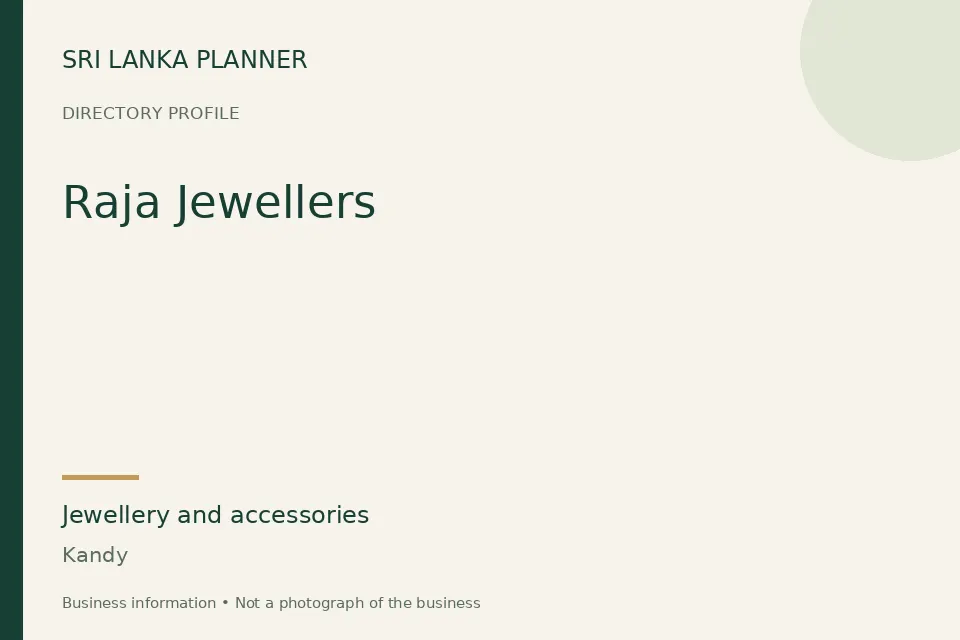 Directory cover for Raja Jewellers in Kandy, Sri Lanka