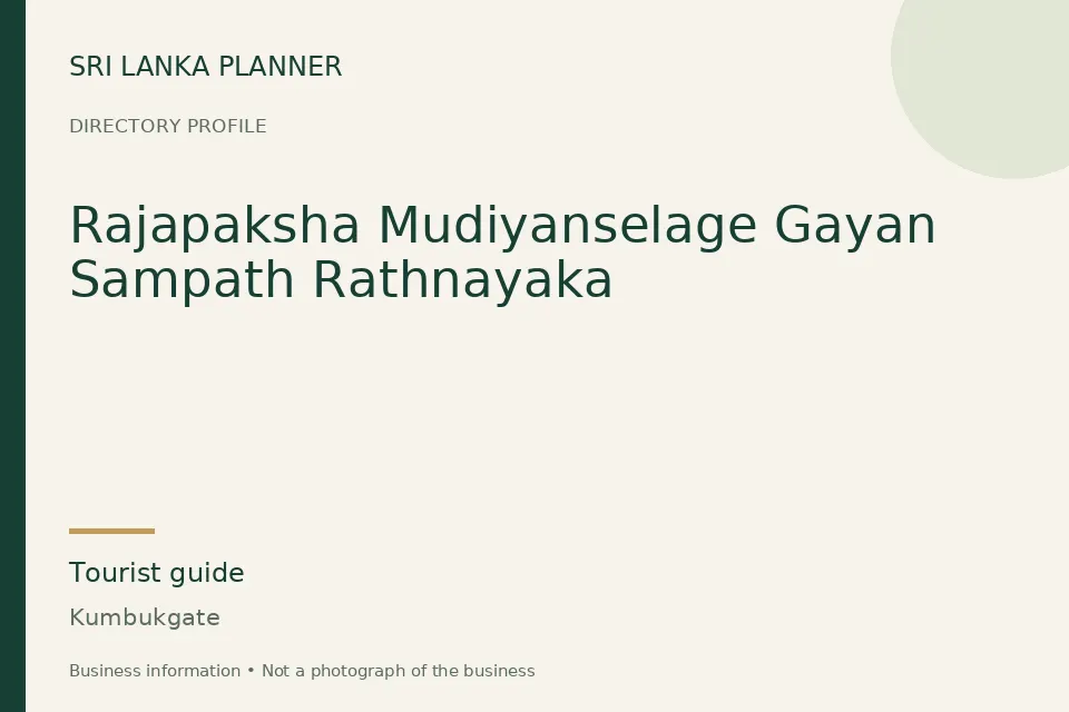 Directory cover for Rajapaksha Mudiyanselage Gayan Sampath Rathnayaka in Kumbukgate, Sri Lanka