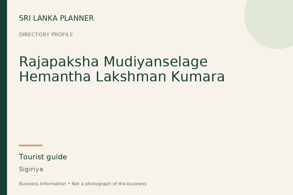 Directory cover for Rajapaksha Mudiyanselage Hemantha Lakshman Kumara in Sigiriya, Sri Lanka