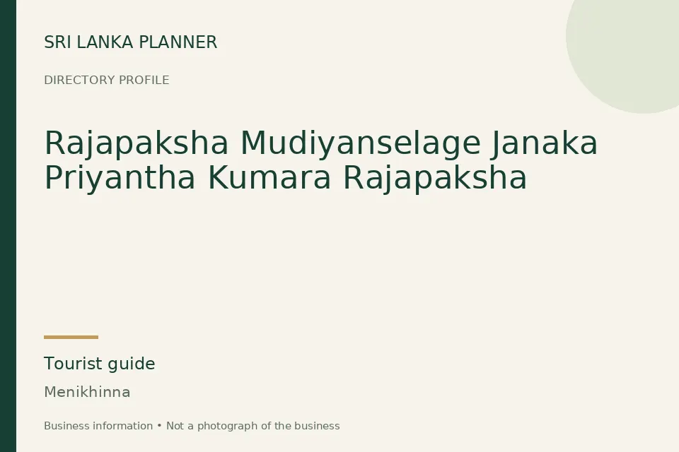 Directory cover for Rajapaksha Mudiyanselage Janaka Priyantha Kumara Rajapaksha in Menikhinna, Sri Lanka