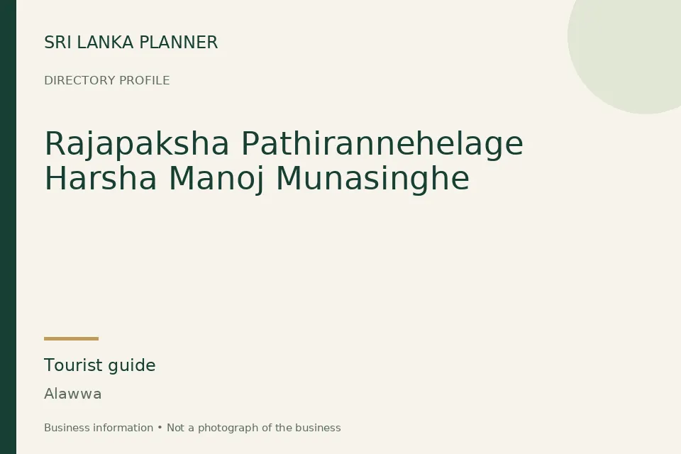 Directory cover for Rajapaksha Pathirannehelage Harsha Manoj Munasinghe in Alawwa, Sri Lanka