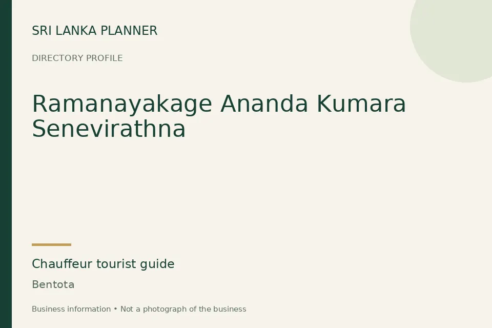 Directory cover for Ramanayakage Ananda Kumara Senevirathna in Bentota, Sri Lanka