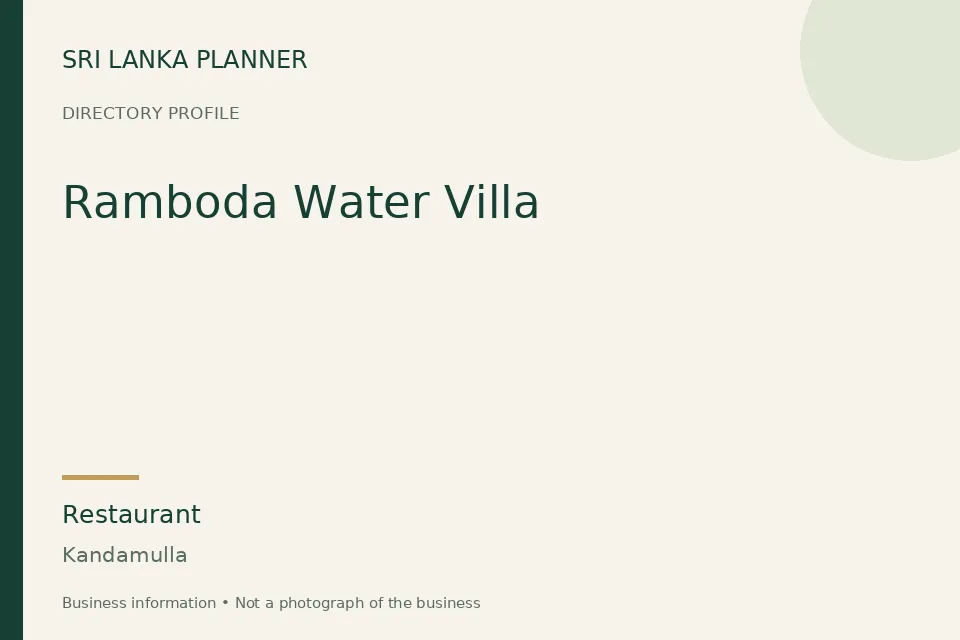 Directory cover for Ramboda Water Villa in Kandamulla, Sri Lanka
