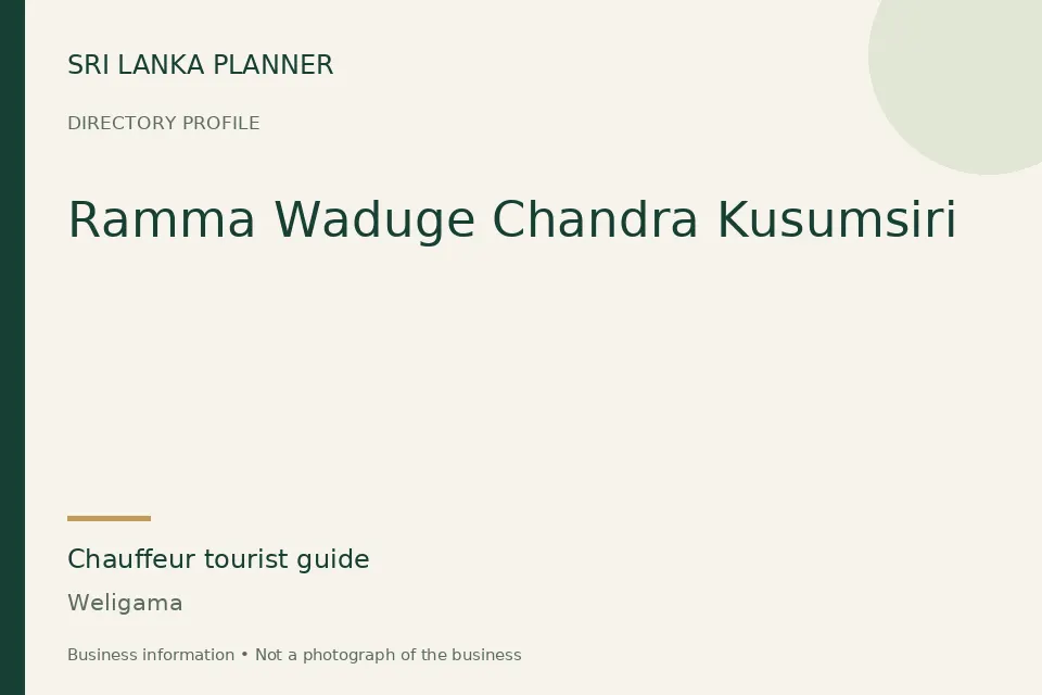 Directory cover for Ramma Waduge Chandra Kusumsiri in Weligama, Sri Lanka