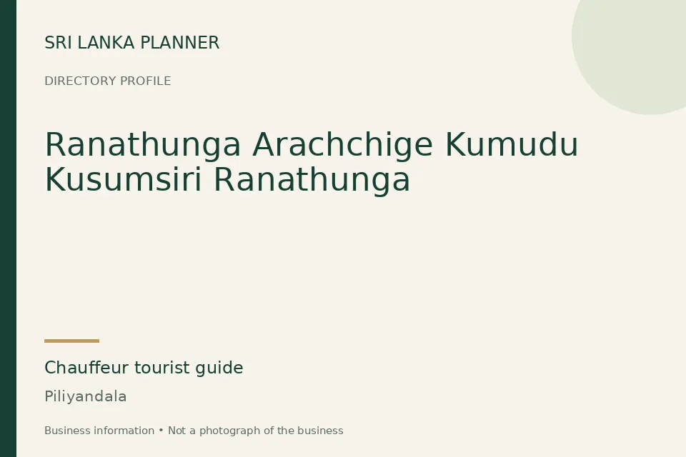 Directory cover for Ranathunga Arachchige Kumudu Kusumsiri Ranathunga in Piliyandala, Sri Lanka
