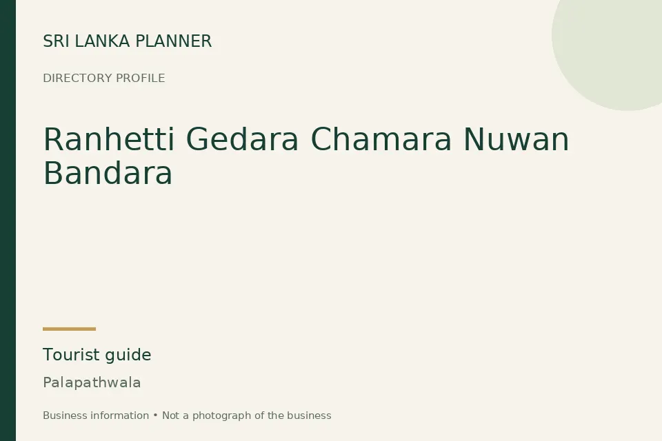 Directory cover for Ranhetti Gedara Chamara Nuwan Bandara in Palapathwala, Sri Lanka
