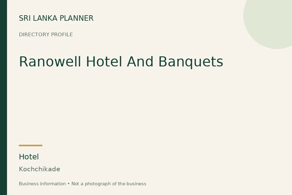 Directory cover for Ranowell Hotel And Banquets in Kochchikade, Sri Lanka