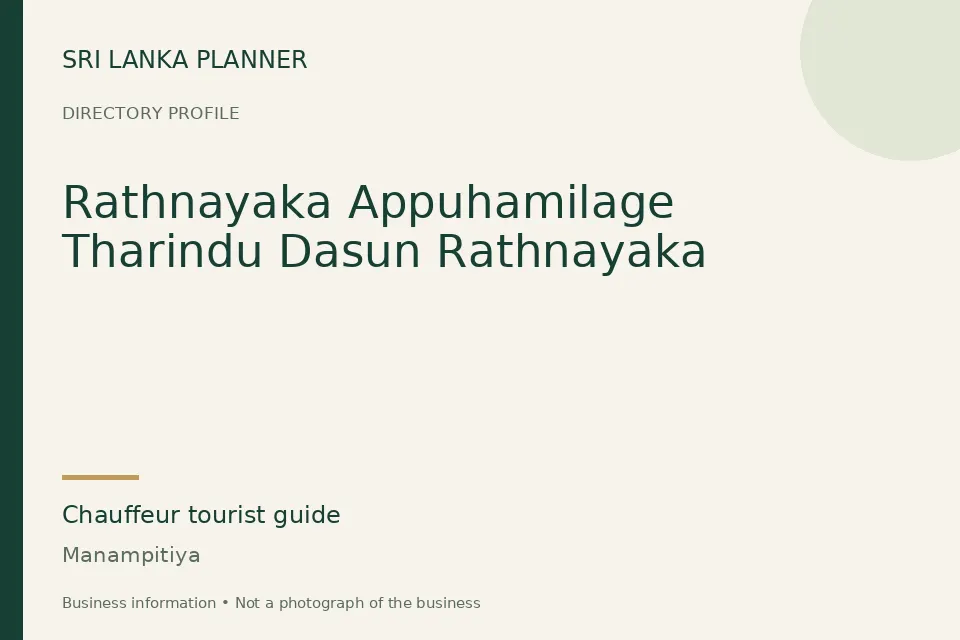 Directory cover for Rathnayaka Appuhamilage Tharindu Dasun Rathnayaka in Manampitiya, Sri Lanka