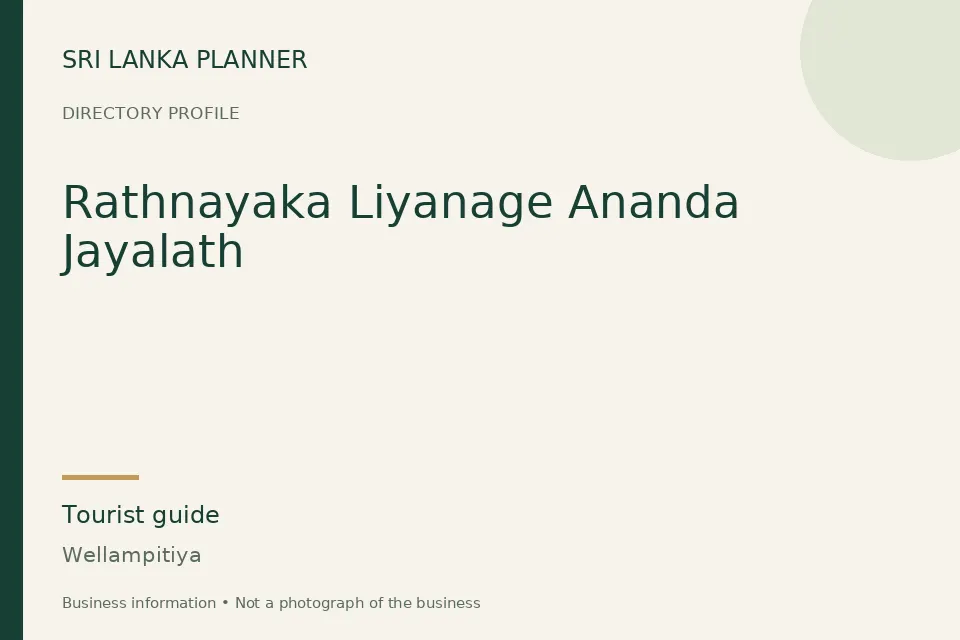 Directory cover for Rathnayaka Liyanage Ananda Jayalath in Wellampitiya, Sri Lanka