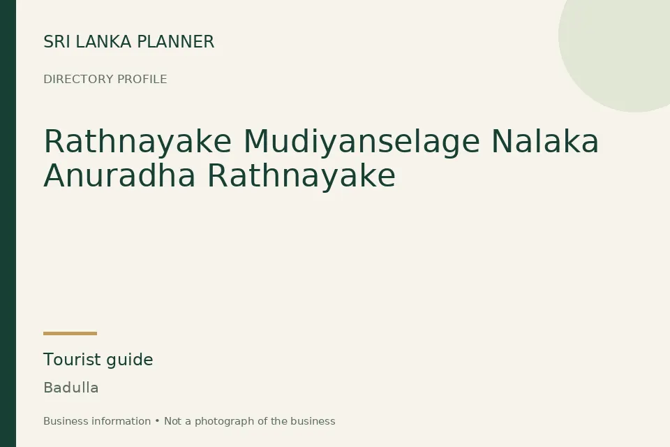 Directory cover for Rathnayake Mudiyanselage Nalaka Anuradha Rathnayake in Badulla, Sri Lanka