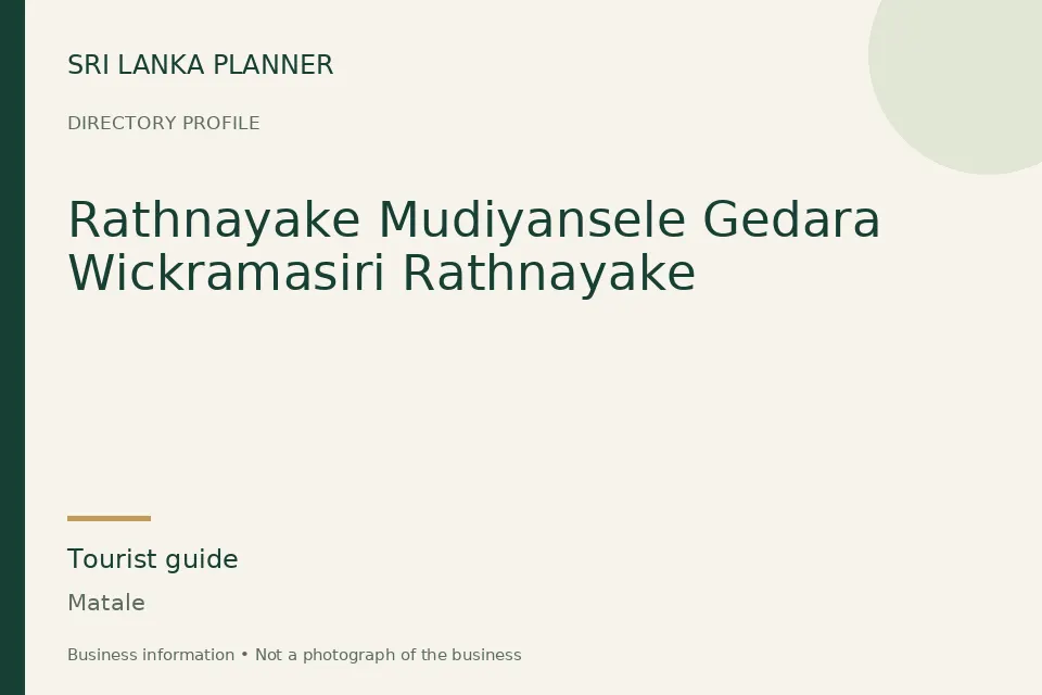 Directory cover for Rathnayake Mudiyansele Gedara Wickramasiri Rathnayake in Matale, Sri Lanka