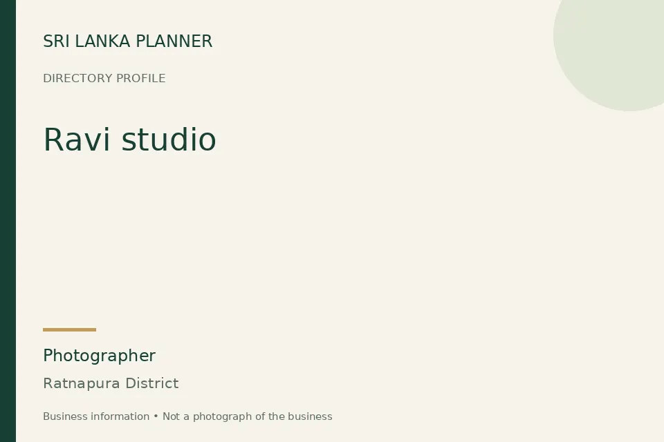 Directory cover for Ravi studio in Ratnapura District, Sri Lanka