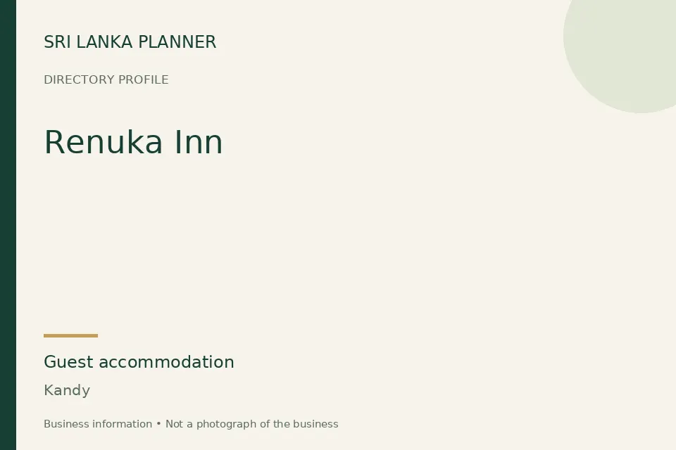 Directory cover for Renuka Inn in Kandy, Sri Lanka