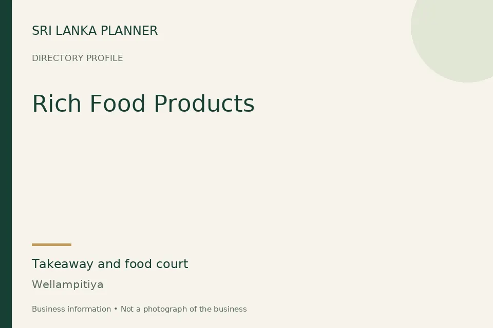Directory cover for Rich Food Products in Wellampitiya, Sri Lanka