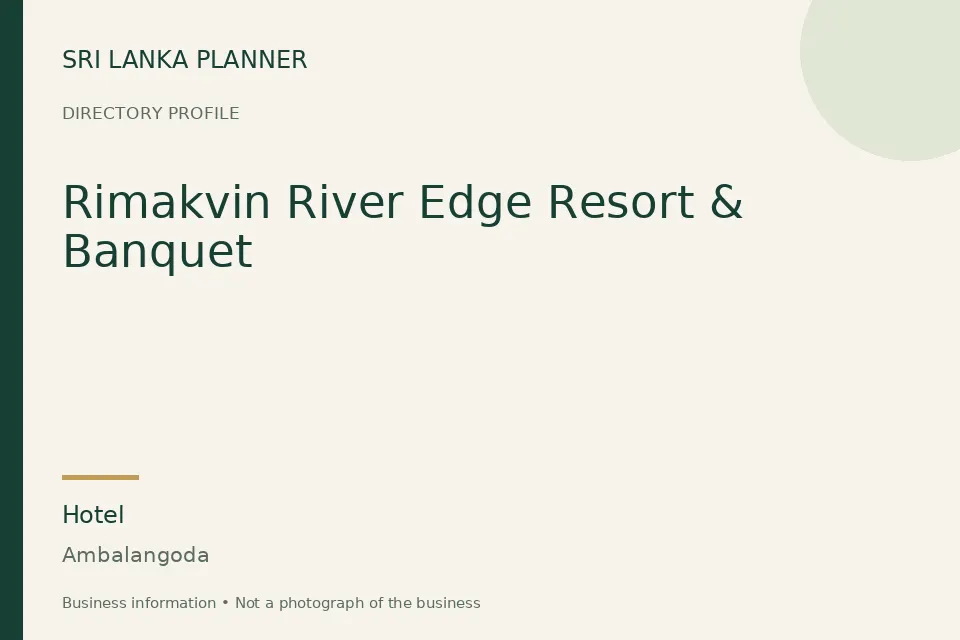 Directory cover for Rimakvin River Edge Resort & Banquet in Ambalangoda, Sri Lanka