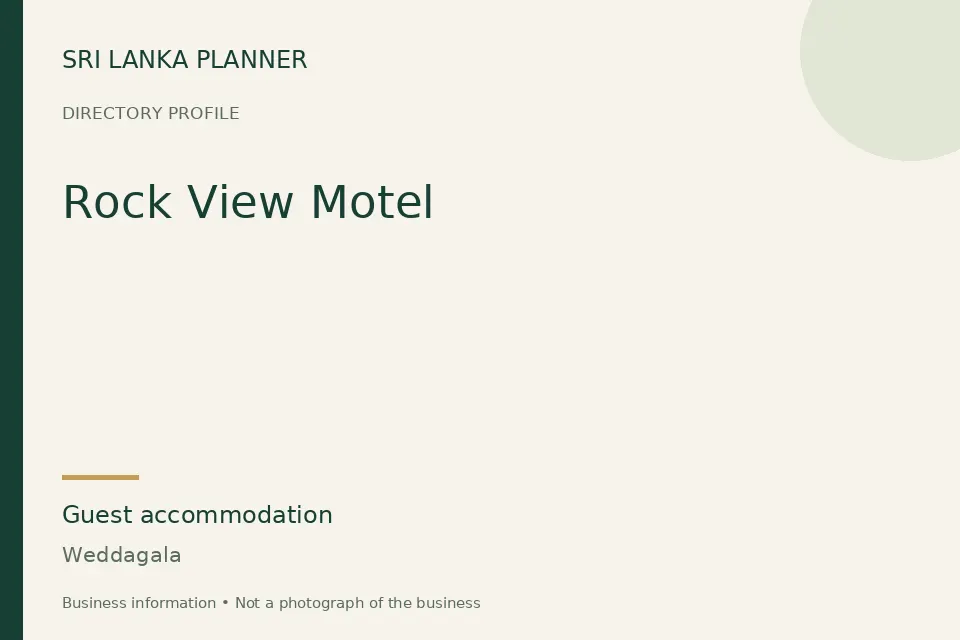 Directory cover for Rock View Motel in Weddagala, Sri Lanka