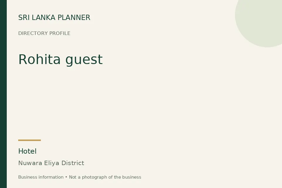 Directory cover for Rohita guest in Nuwara Eliya District, Sri Lanka