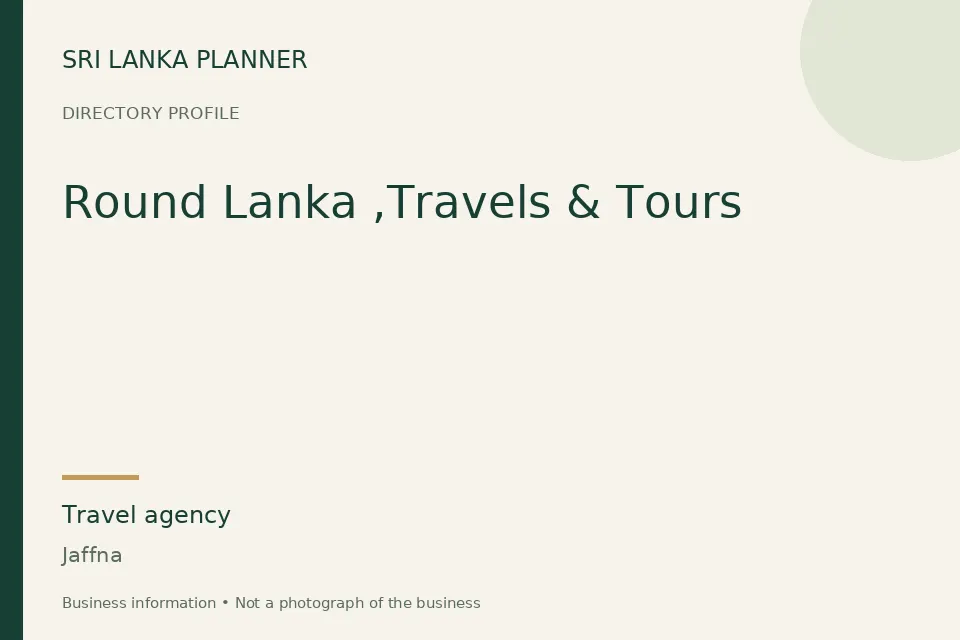 Directory cover for Round Lanka ,Travels & Tours in Jaffna, Sri Lanka