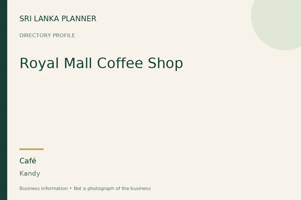 Directory cover for Royal Mall Coffee Shop in Kandy, Sri Lanka