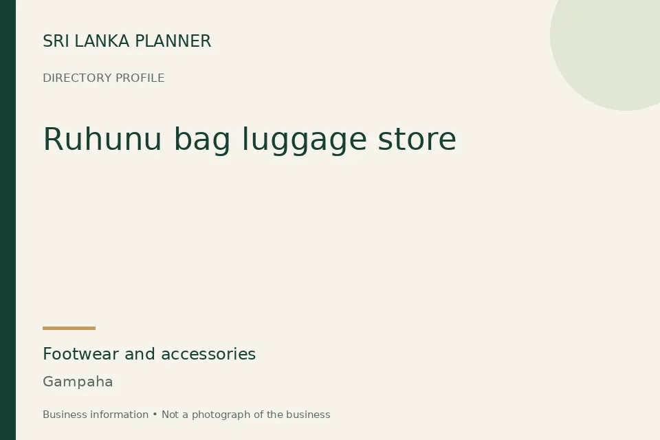Directory cover for Ruhunu bag luggage store in Gampaha, Sri Lanka