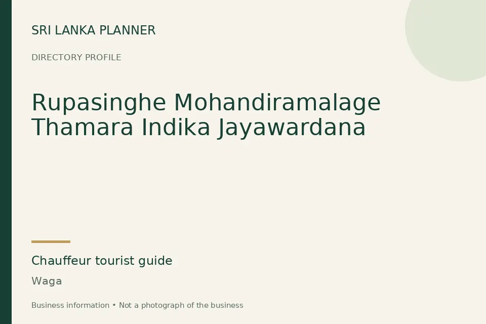 Directory cover for Rupasinghe Mohandiramalage Thamara Indika Jayawardana in Waga, Sri Lanka