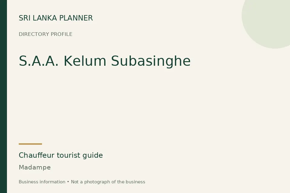 Directory cover for S.A.A. Kelum Subasinghe in Madampe, Sri Lanka