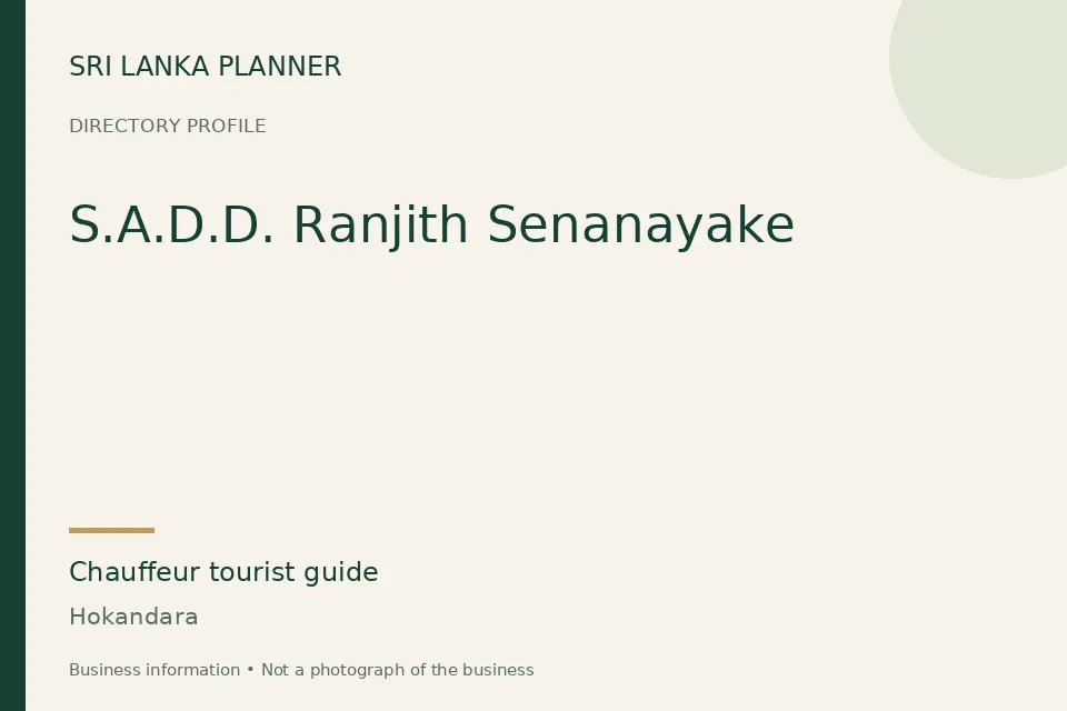 Directory cover for S.A.D.D. Ranjith Senanayake in Hokandara, Sri Lanka