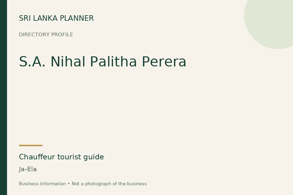 Directory cover for S.A. Nihal Palitha Perera in Ja-Ela, Sri Lanka