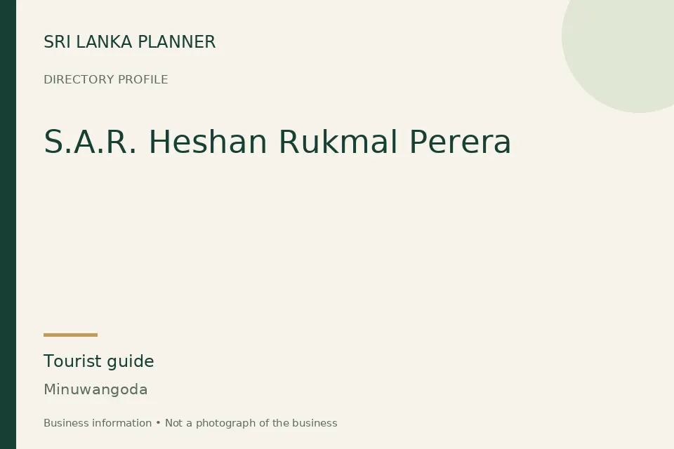 Directory cover for S.A.R. Heshan Rukmal Perera in Minuwangoda, Sri Lanka