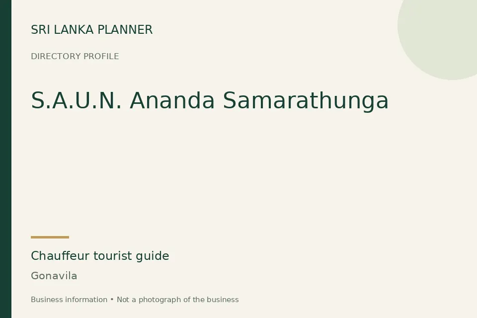 Directory cover for S.A.U.N. Ananda Samarathunga in Gonavila, Sri Lanka