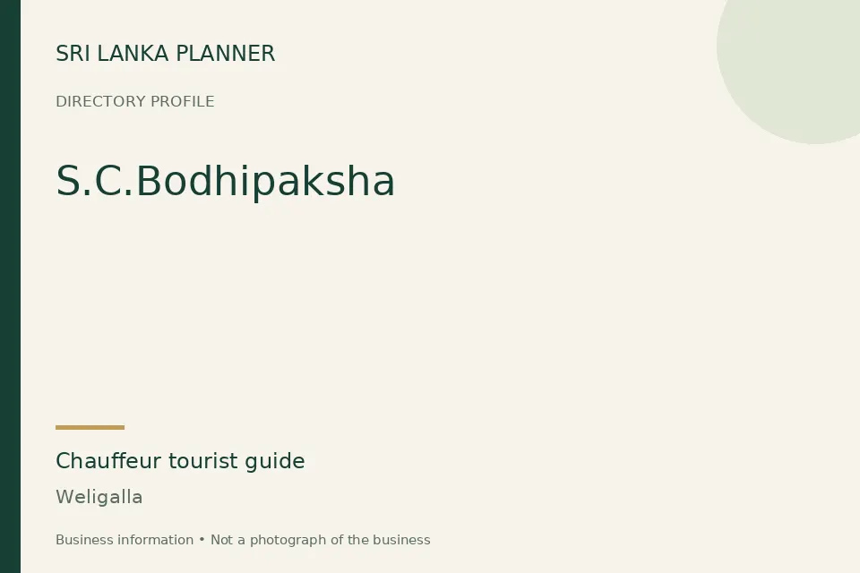 Directory cover for S.C.Bodhipaksha in Weligalla, Sri Lanka