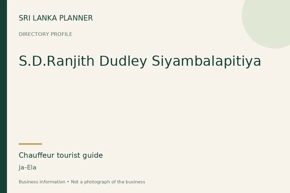 Directory cover for S.D.Ranjith Dudley Siyambalapitiya in Ja-Ela, Sri Lanka