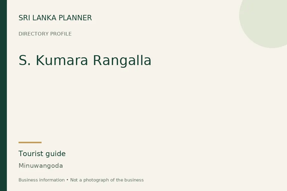 Directory cover for S. Kumara Rangalla in Minuwangoda, Sri Lanka