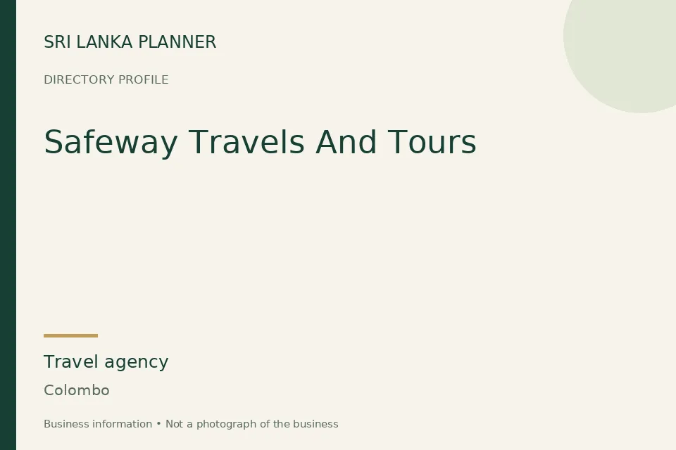 Directory cover for Safeway Travels And Tours in Colombo, Sri Lanka
