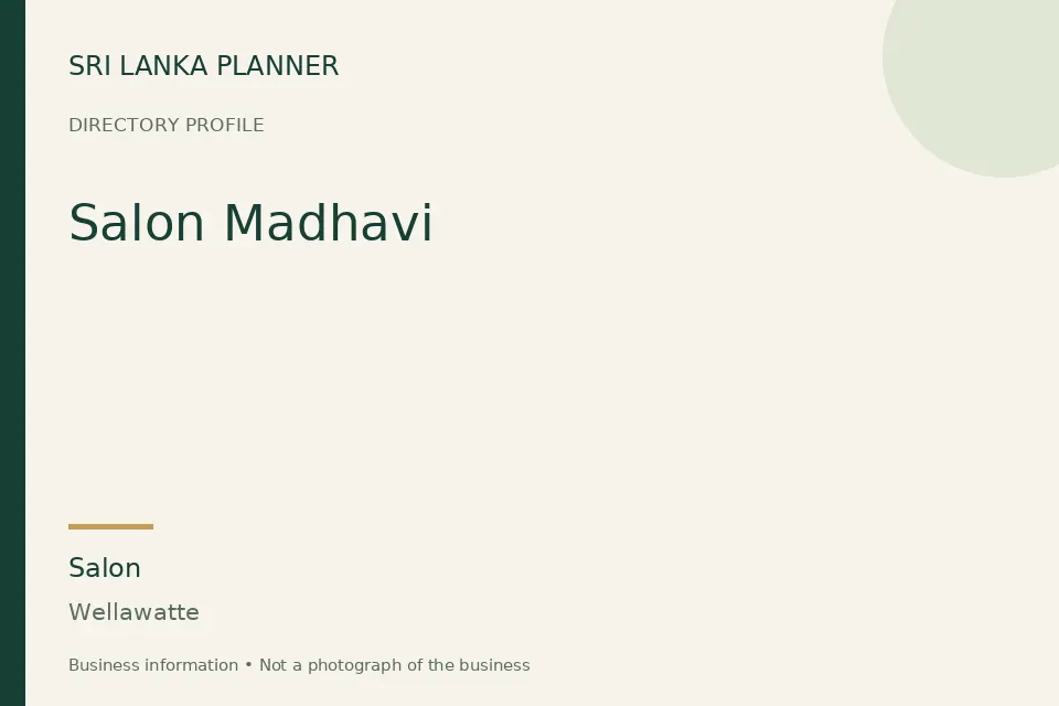 Directory cover for Salon Madhavi in Wellawatte, Sri Lanka