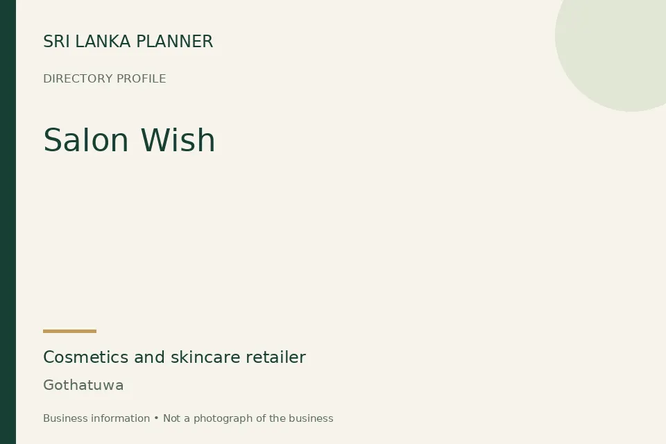 Directory cover for Salon Wish in Gothatuwa, Sri Lanka