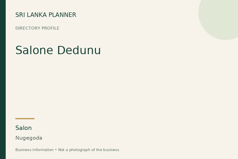 Directory cover for Salone Dedunu in Nugegoda, Sri Lanka