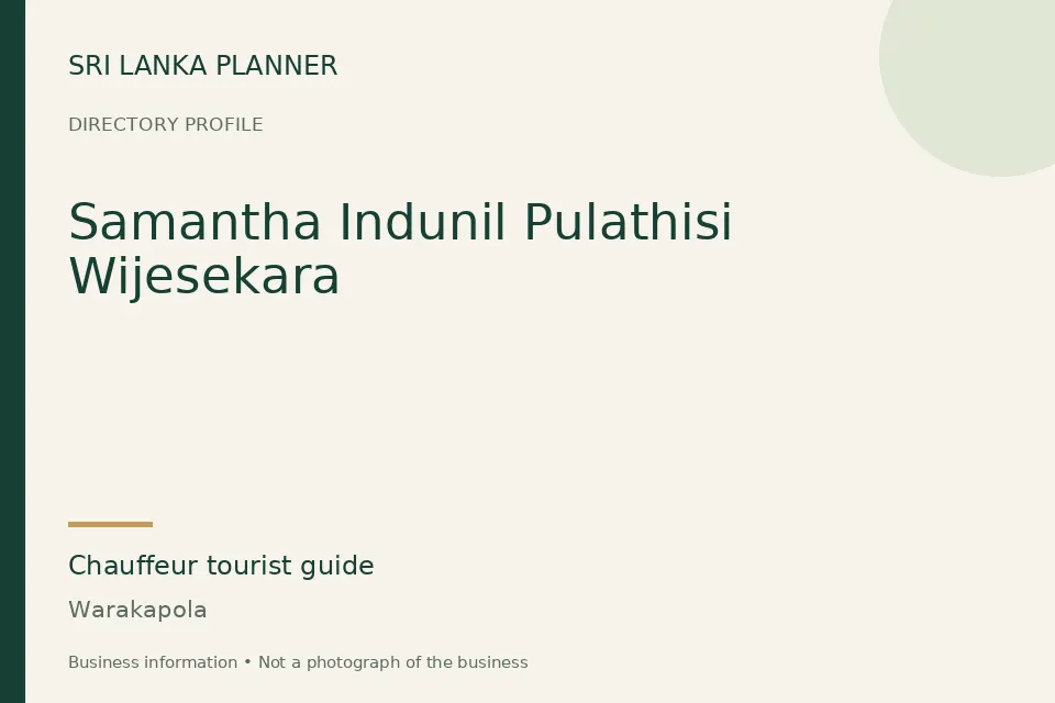 Directory cover for Samantha Indunil Pulathisi Wijesekara in Warakapola, Sri Lanka