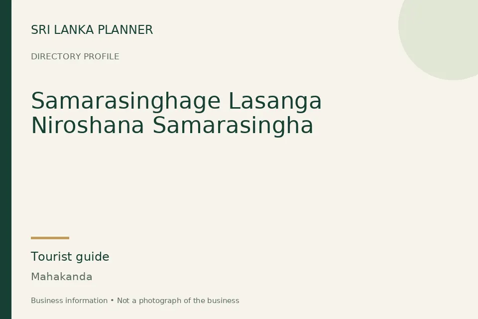 Directory cover for Samarasinghage Lasanga Niroshana Samarasingha in Mahakanda, Sri Lanka