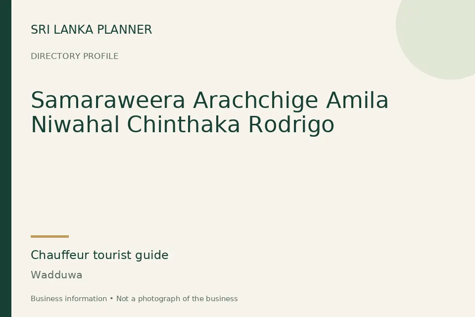 Directory cover for Samaraweera Arachchige Amila Niwahal Chinthaka Rodrigo in Wadduwa, Sri Lanka