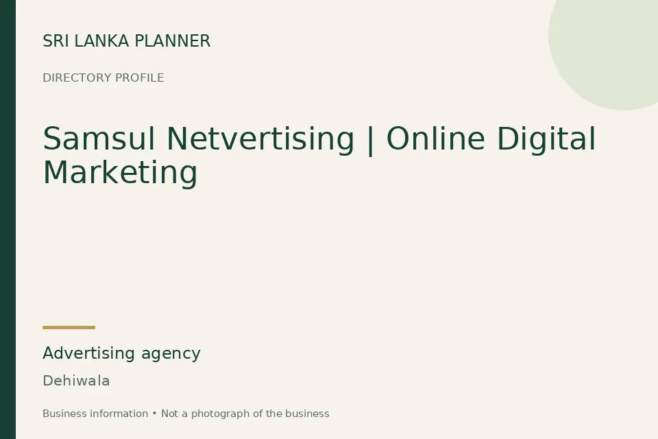 Directory cover for Samsul Netvertising | Online Digital Marketing in Dehiwala, Sri Lanka