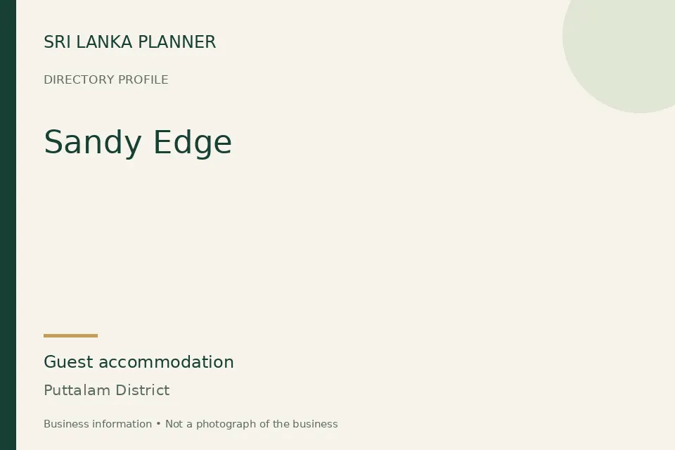 Directory cover for Sandy Edge in Puttalam District, Sri Lanka