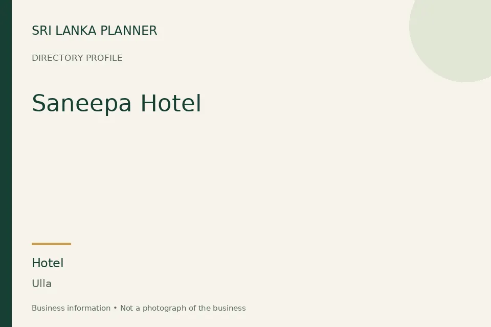 Directory cover for Saneepa Hotel in Ulla, Sri Lanka