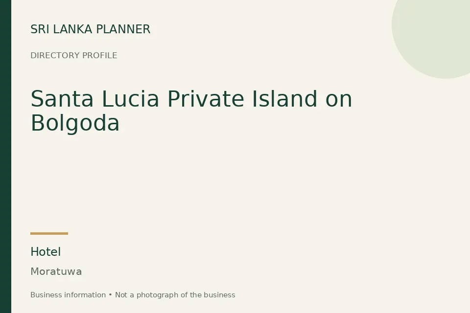 Directory cover for Santa Lucia Private Island on Bolgoda in Moratuwa, Sri Lanka